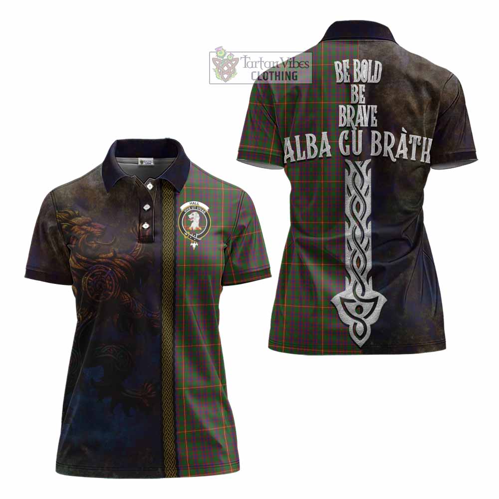 Tartan Vibes Clothing Hall Tartan Family Crest Women's Polo Shirt Alba Gu Brath Be Brave Lion Ancient Style