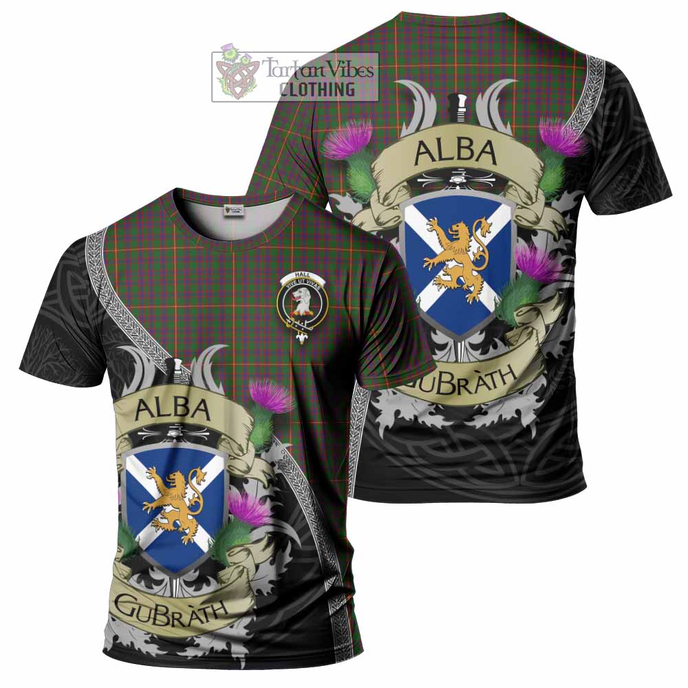 Tartan Vibes Clothing Hall Tartan Family Crest T-Shirt Lion Rampant Royal Thistle Shield Celtic Inspired