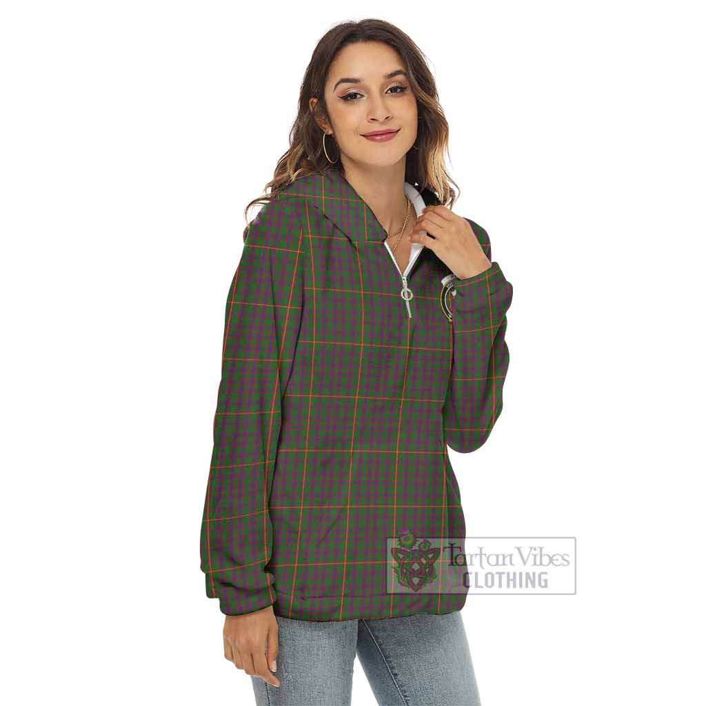 Tartan Vibes Clothing Hall Tartan Crest Women's Borg  Half Zip Fleece Hoodie