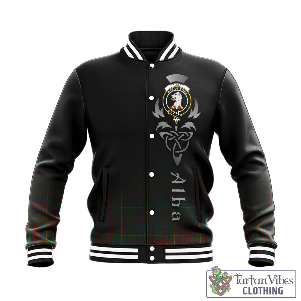 Tartan Vibes Clothing Hall Tartan Baseball Jacket Featuring Alba Gu Brath Family Crest Celtic Inspired