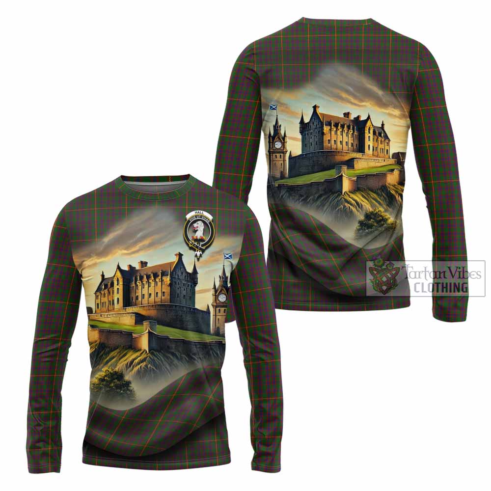 Tartan Vibes Clothing Hall Tartan Family Crest Long Sleeve T-Shirt with Scottish Ancient Castle Style
