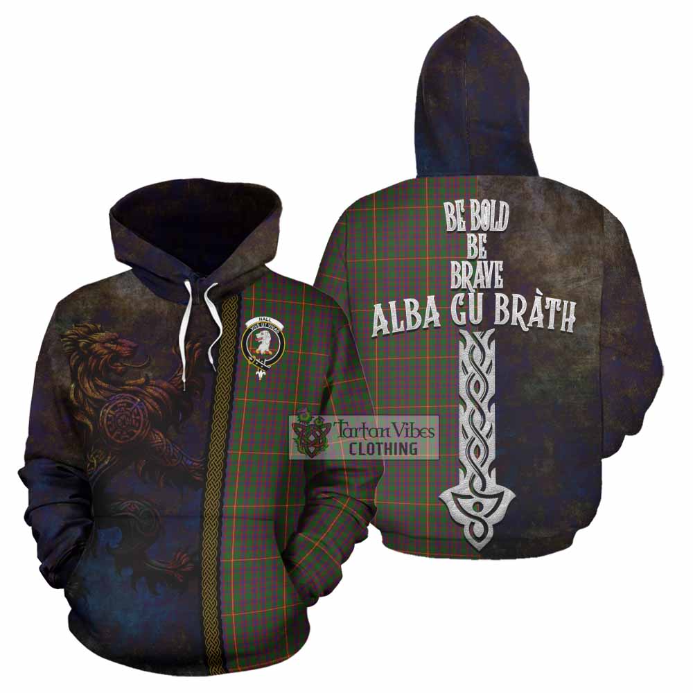 Tartan Vibes Clothing Hall Tartan Family Crest Hoodie Alba Gu Brath Be Brave Lion Ancient Style