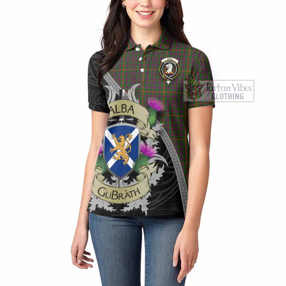 Tartan Vibes Clothing Hall Tartan Family Crest Women's Polo Shirt Lion Rampant Royal Thistle Shield Celtic Inspired