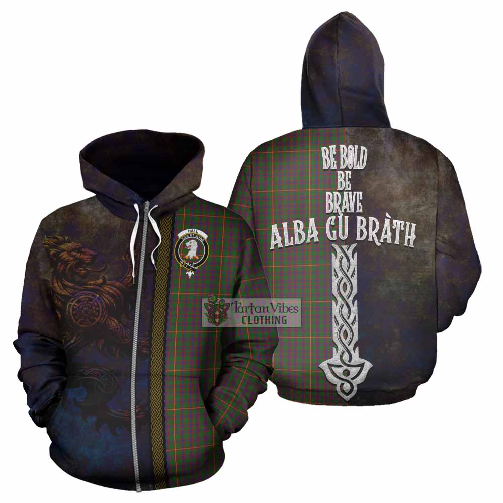Tartan Vibes Clothing Hall Tartan Family Crest Hoodie Alba Gu Brath Be Brave Lion Ancient Style