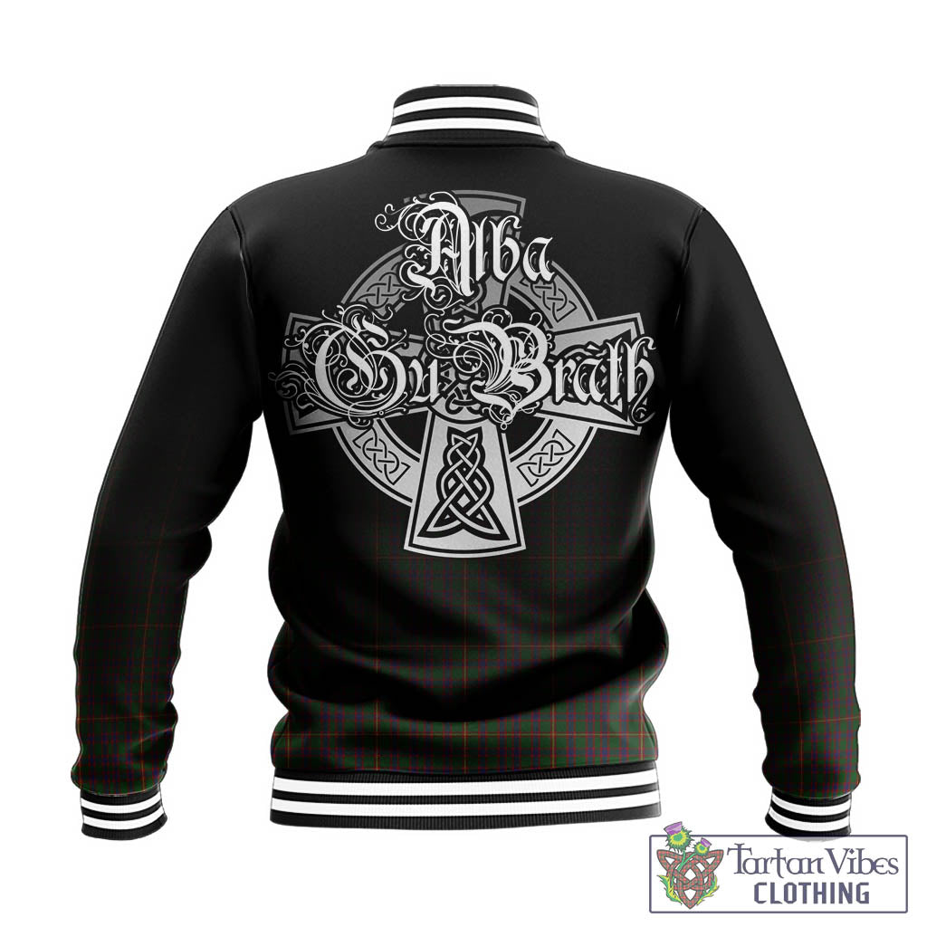 Tartan Vibes Clothing Hall Tartan Baseball Jacket Featuring Alba Gu Brath Family Crest Celtic Inspired