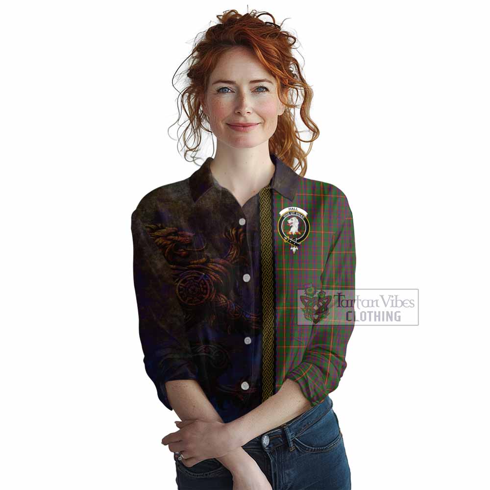 Tartan Vibes Clothing Hall Tartan Family Crest Women's Casual Shirt Alba Gu Brath Be Brave Lion Ancient Style