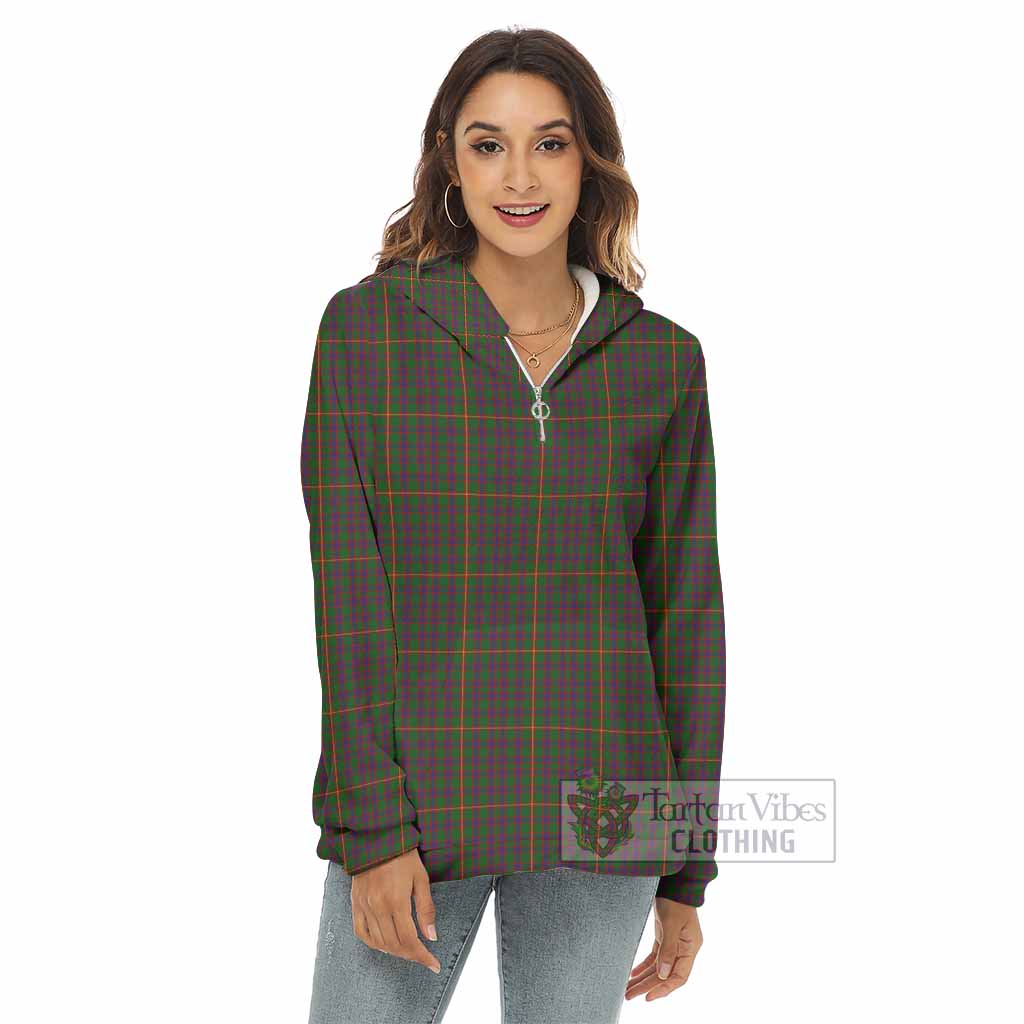 Tartan Vibes Clothing Hall Tartan Women's Borg  Half Zip Fleece Hoodie
