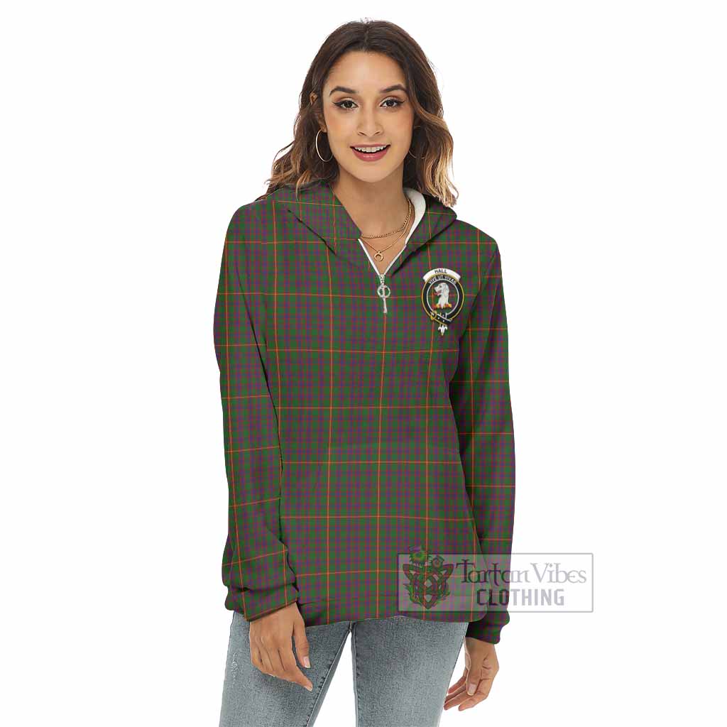Tartan Vibes Clothing Hall Tartan Crest Women's Borg  Half Zip Fleece Hoodie
