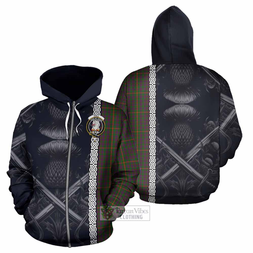 Tartan Vibes Clothing Hall Tartan Hoodie with Family Crest Cross Sword Thistle Celtic Vibes