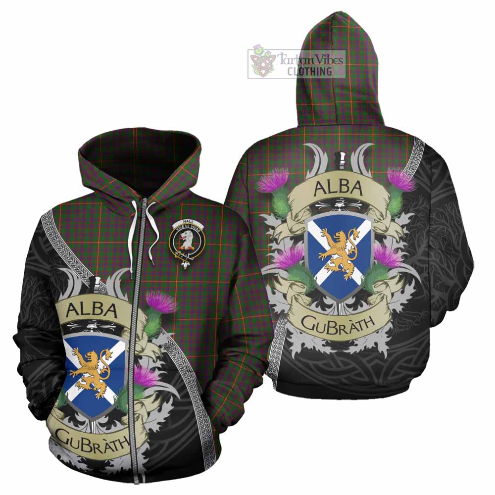 Tartan Vibes Clothing Hall Tartan Family Crest Hoodie Lion Rampant Royal Thistle Shield Celtic Inspired