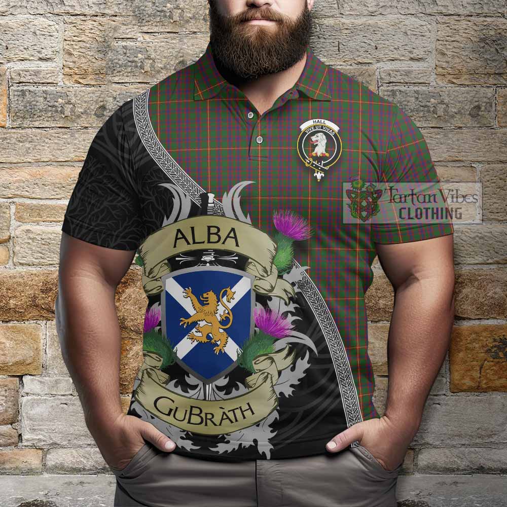 Tartan Vibes Clothing Hall Tartan Family Crest Polo Shirt Lion Rampant Royal Thistle Shield Celtic Inspired