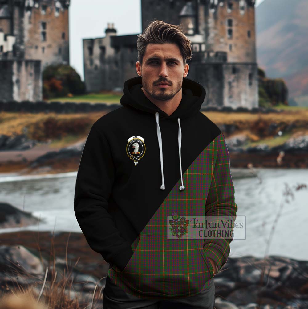 Tartan Vibes Clothing Hall Tartan Cotton Hoodie with Family Crest and Military Logo Style