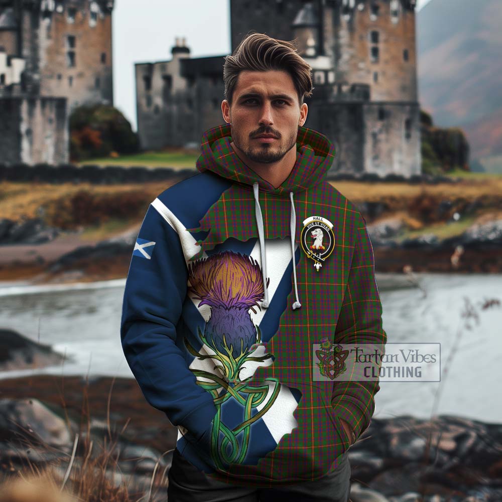 Tartan Vibes Clothing Hall Tartan Family Crest Cotton Hoodie Scottish Thistle Celtic Inspired