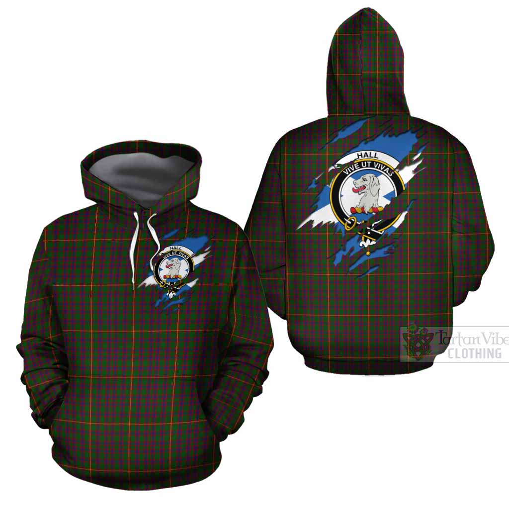 Hall Clan Crest In Me Tartan Cotton Hoodie Scotland Flag Style