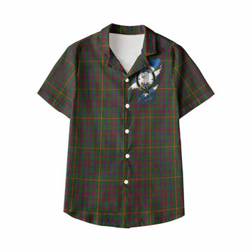 Hall Clan Crest In Me Tartan Kid Hawaiian Shirt Scotland Flag Style