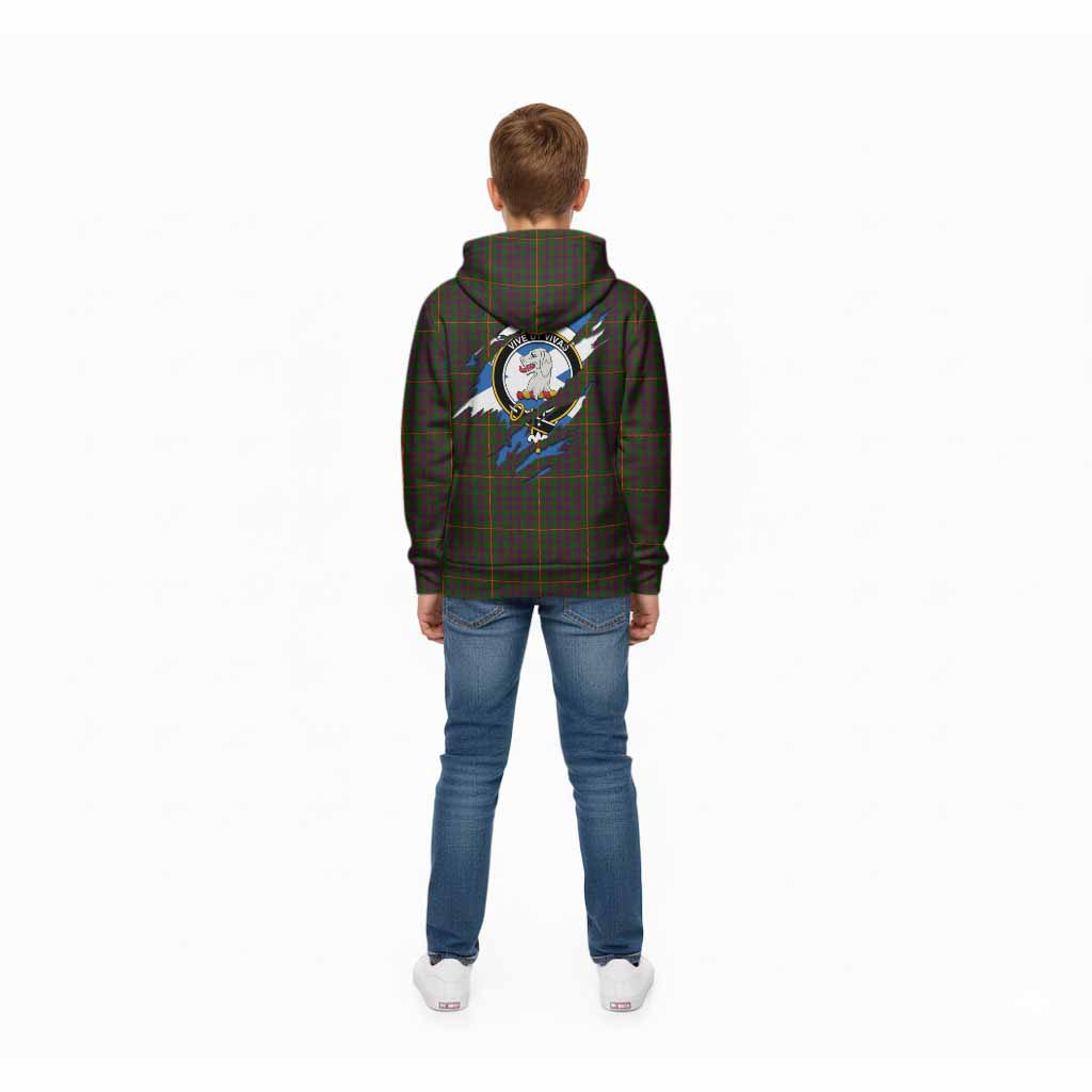 Hall Clan Crest In Me Tartan Kid Hoodie Scotland Flag Style