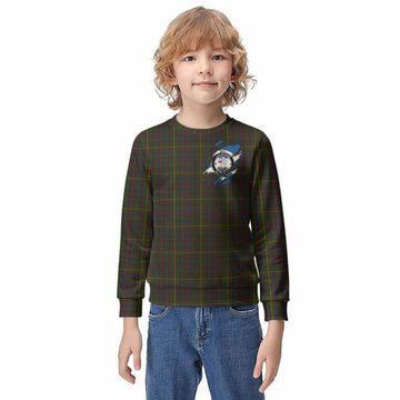 Hall Clan Crest In Me Tartan Kid Knitted Sweatshirt Scotland Flag Style