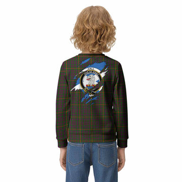 Hall Clan Crest In Me Tartan Kid Knitted Sweatshirt Scotland Flag Style