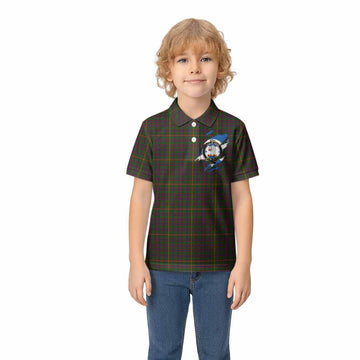 Hall Clan Crest In Me Tartan Kid Polo Shirt Scotland Flag Style