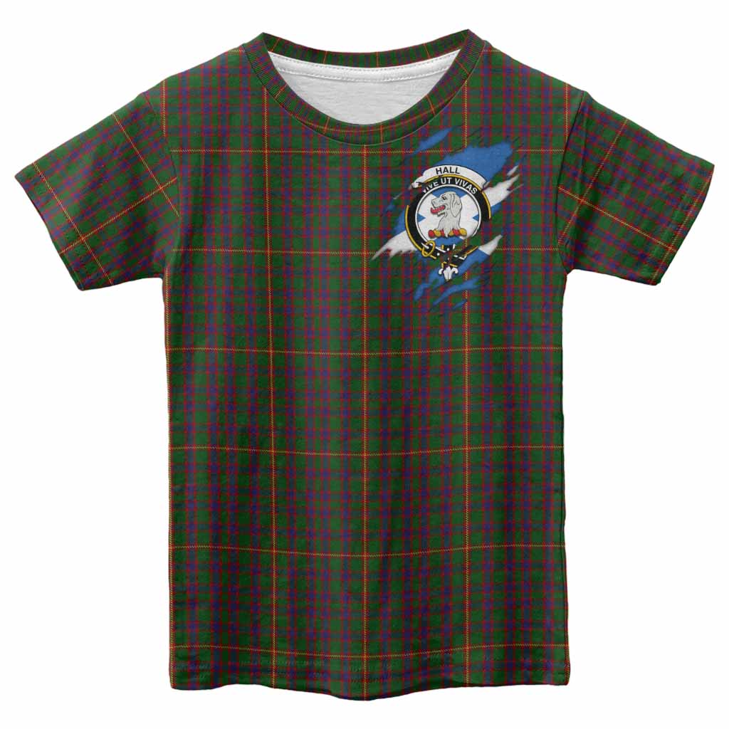 Hall Clan Crest In Me Tartan Kid T-shirt Scotland Flag Style