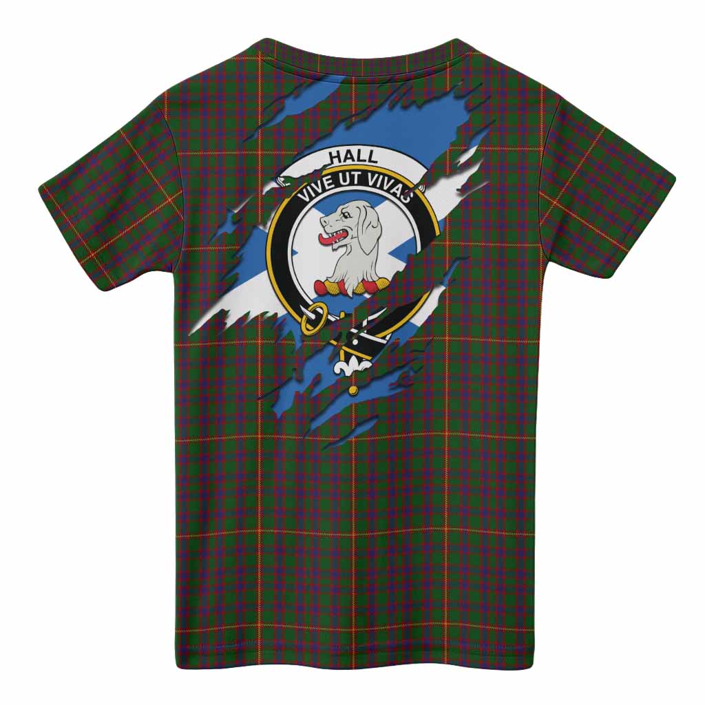 Hall Clan Crest In Me Tartan Kid T-shirt Scotland Flag Style
