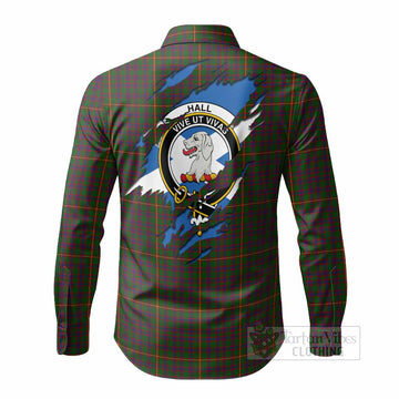 Hall Clan Crest In Me Tartan Long Sleeve Button Shirts Scotland Flag Style