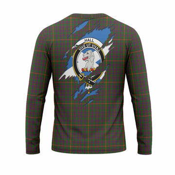 Hall Clan Crest In Me Tartan Long Sleeve T-Shirt Scotland Flag Style