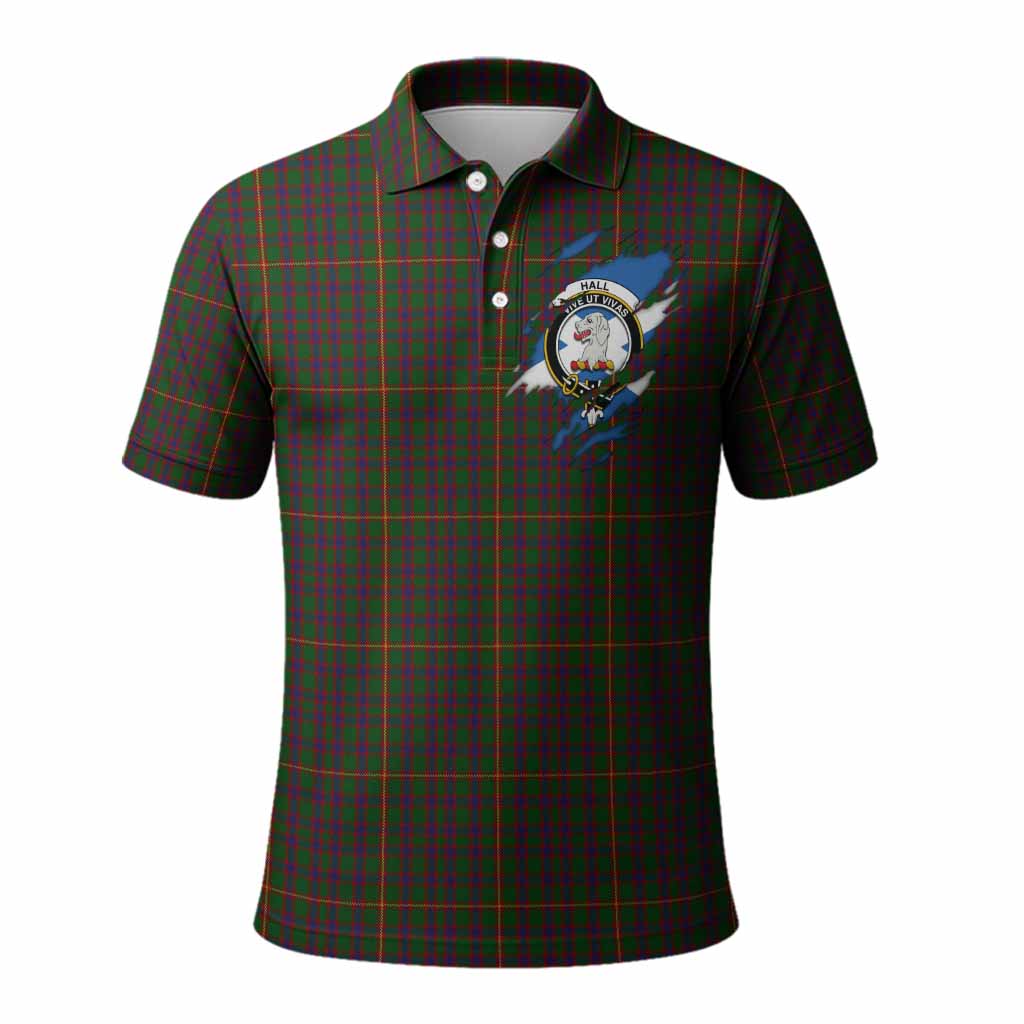 Hall Clan Crest In Me Tartan Polo Shirt Scotland Flag Style
