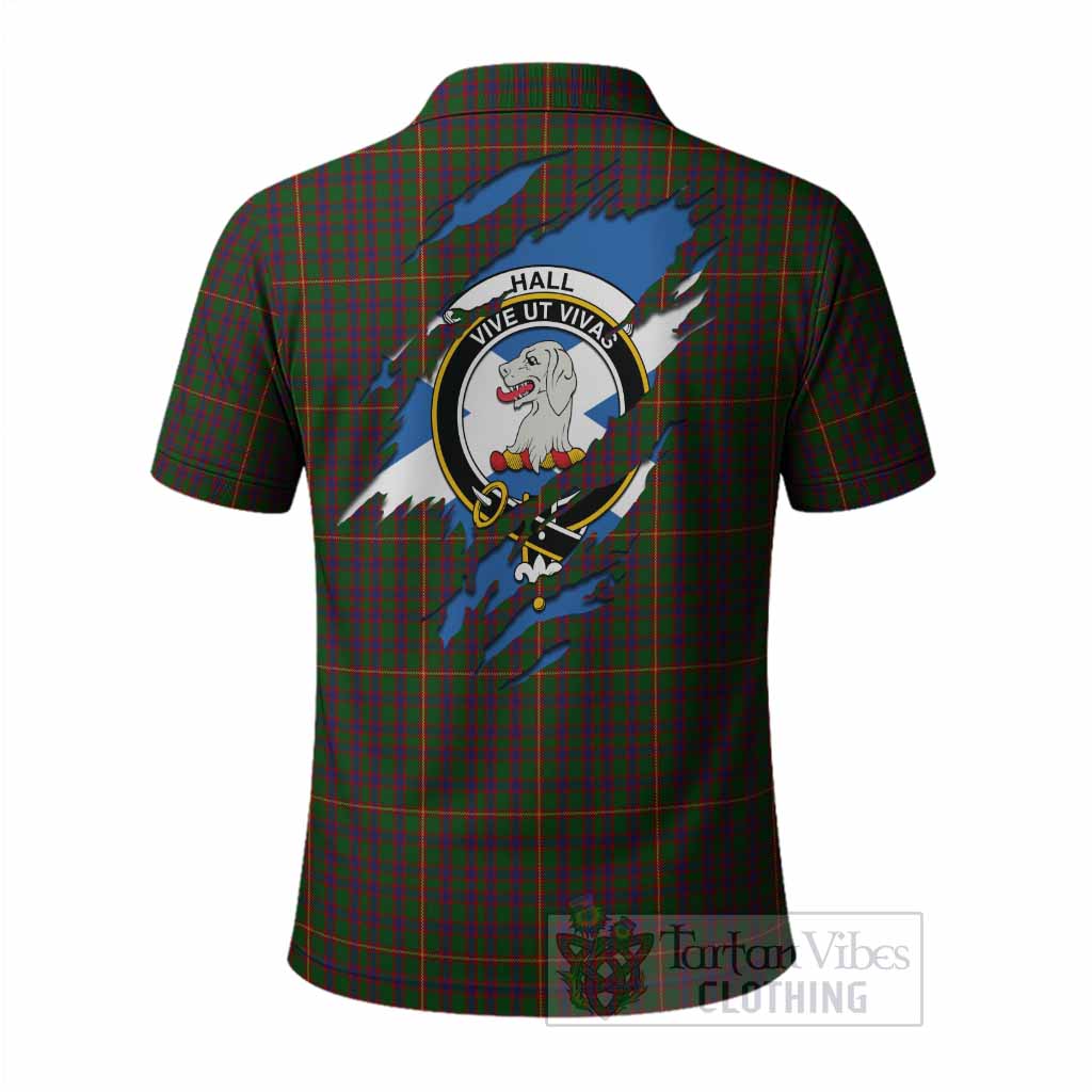 Hall Clan Crest In Me Tartan Polo Shirt Scotland Flag Style