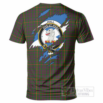 Hall Clan Crest In Me Tartan T-Shirt Scotland Flag Style