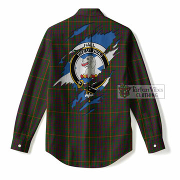 Hall Clan Crest In Me Tartan Women Casual Shirt Scotland Flag Style