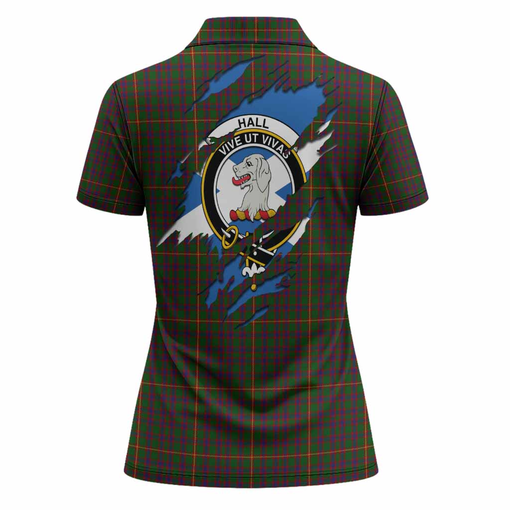 Hall Clan Crest In Me Tartan Women Polo Shirt Scotland Flag Style