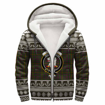 Hall Clan Tartan Christmas Fleece Hoodie with Family Crest