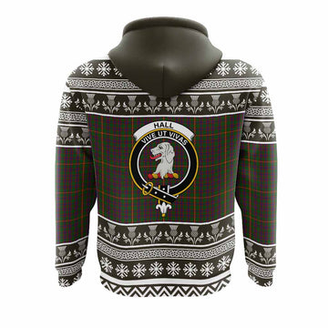Hall Clan Tartan Christmas Hoodie with Family Crest