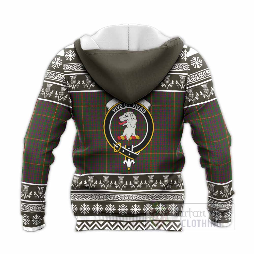 Hall Clan Tartan Christmas Knitted Hoodie with Family Crest - Tartan Vibes Clothing