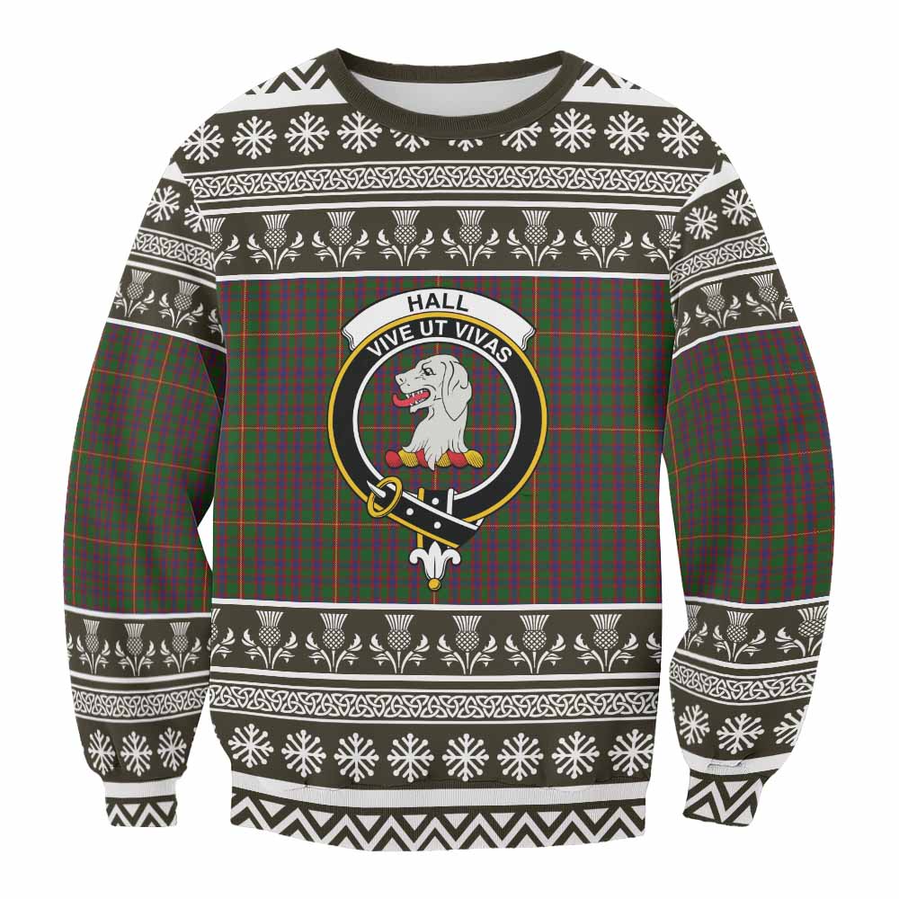 Hall Clan Tartan Christmas Sweatshirt with Family Crest - Tartan Vibes Clothing