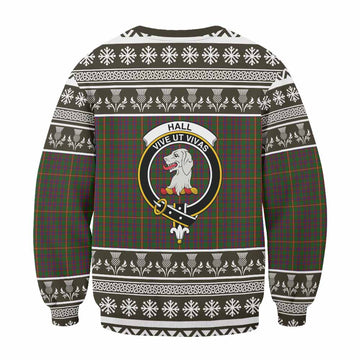 Hall Clan Tartan Christmas Sweatshirt with Family Crest