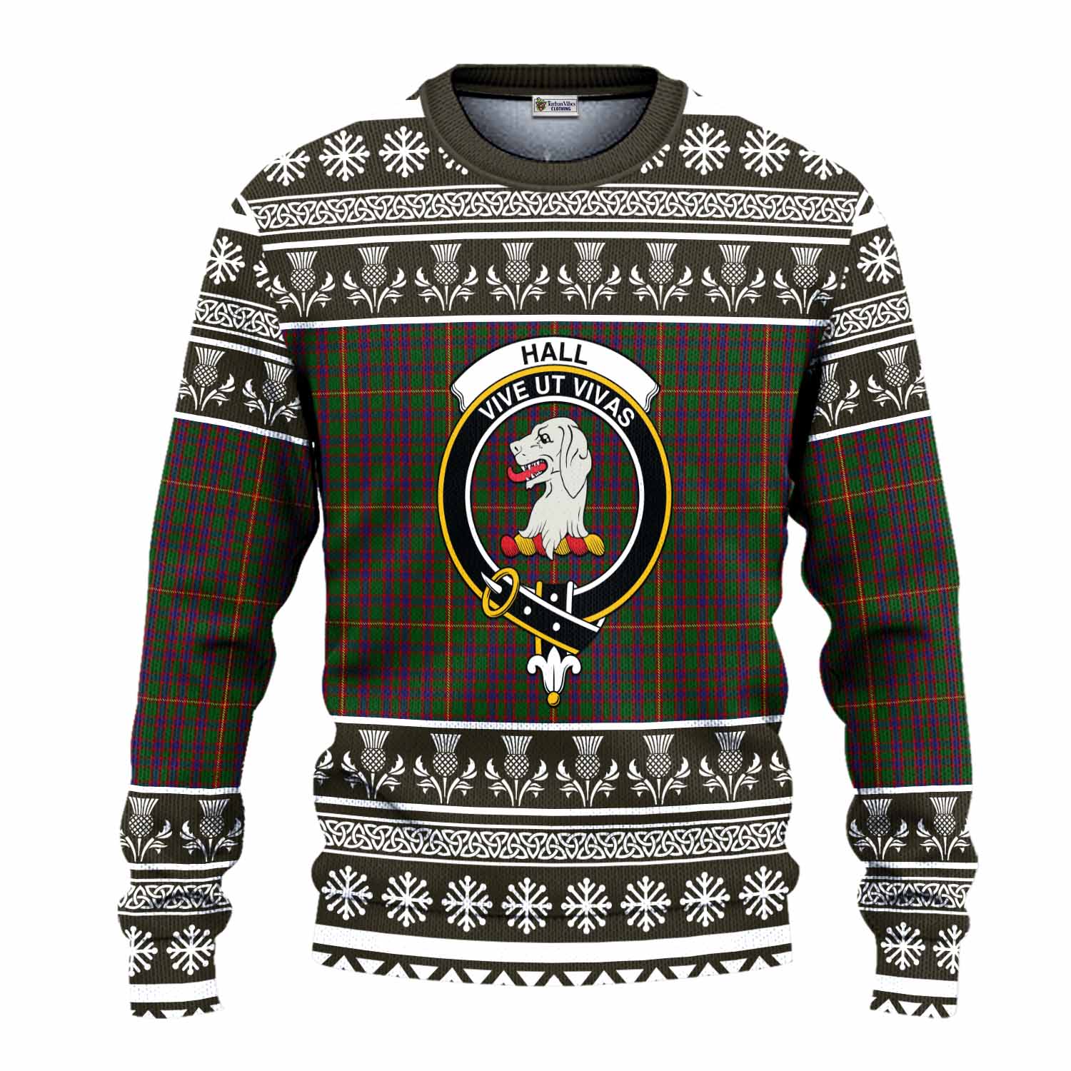 Hall Clan Tartan Christmas Ugly Sweater with Family Crest - Tartan Vibes Clothing