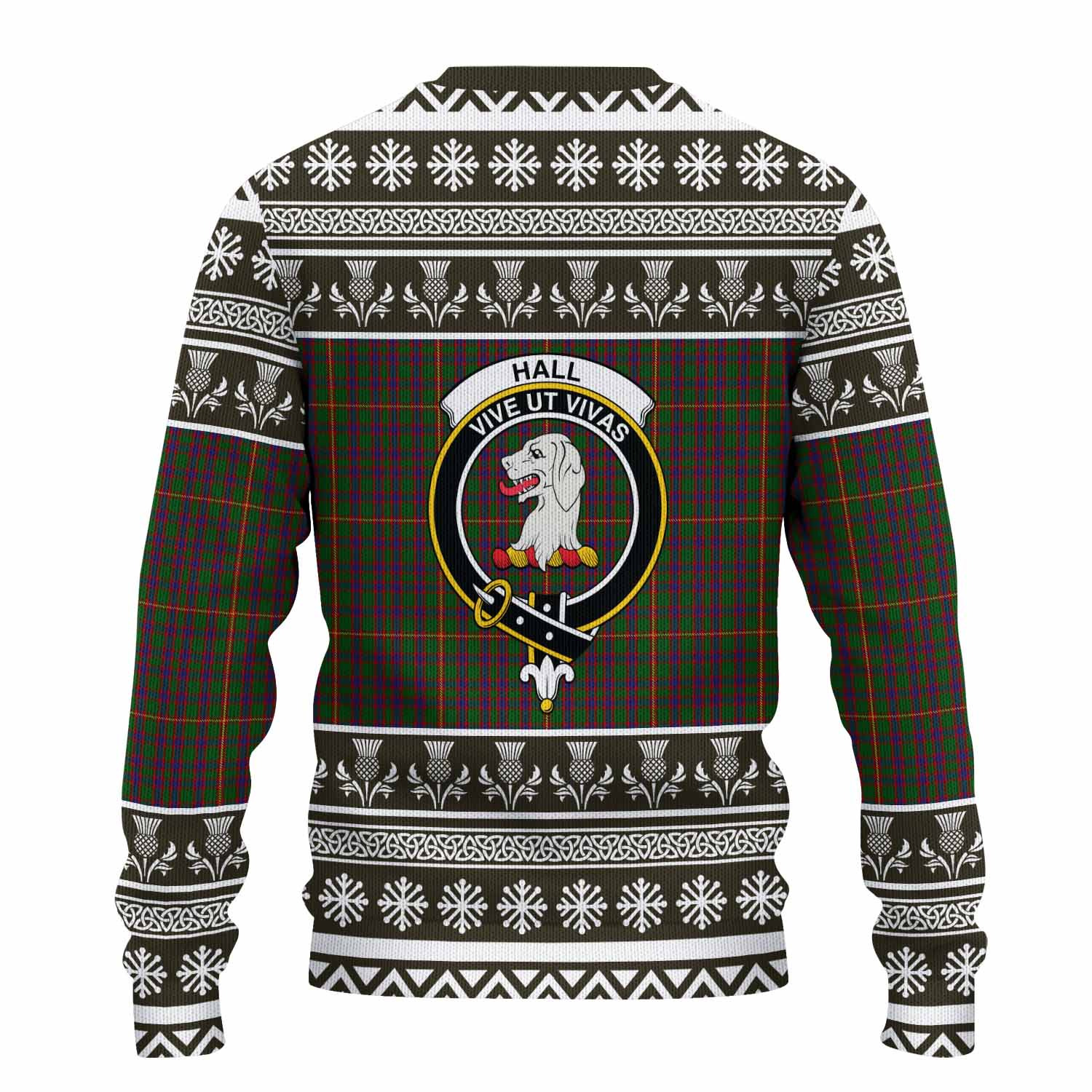 Hall Clan Tartan Christmas Ugly Sweater with Family Crest - Tartan Vibes Clothing