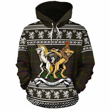 Hall Clan Tartan Crest Christmas Cotton Hoodie Coat of Arms Funny Style