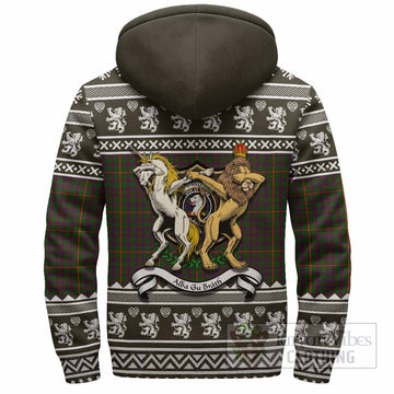 Hall Clan Tartan Crest Christmas Fleece Hoodie Coat of Arms Funny Style