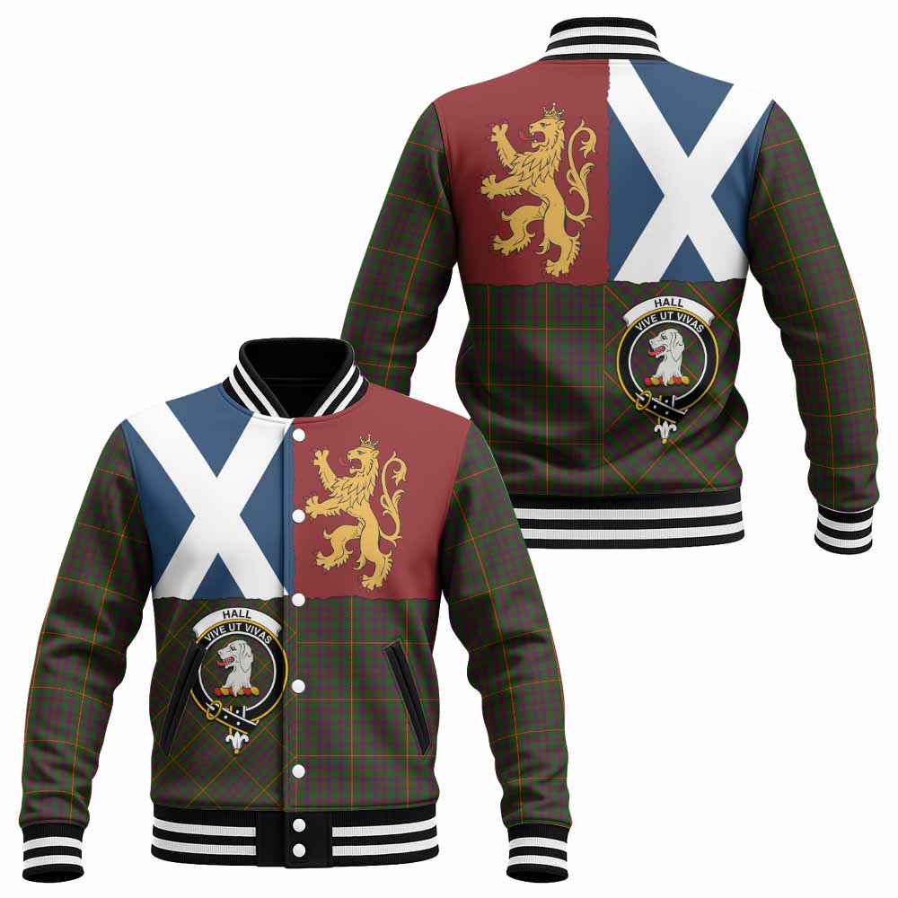 Hall Crest Tartan Baseball Jacket with Lion Rampant Saltire Style