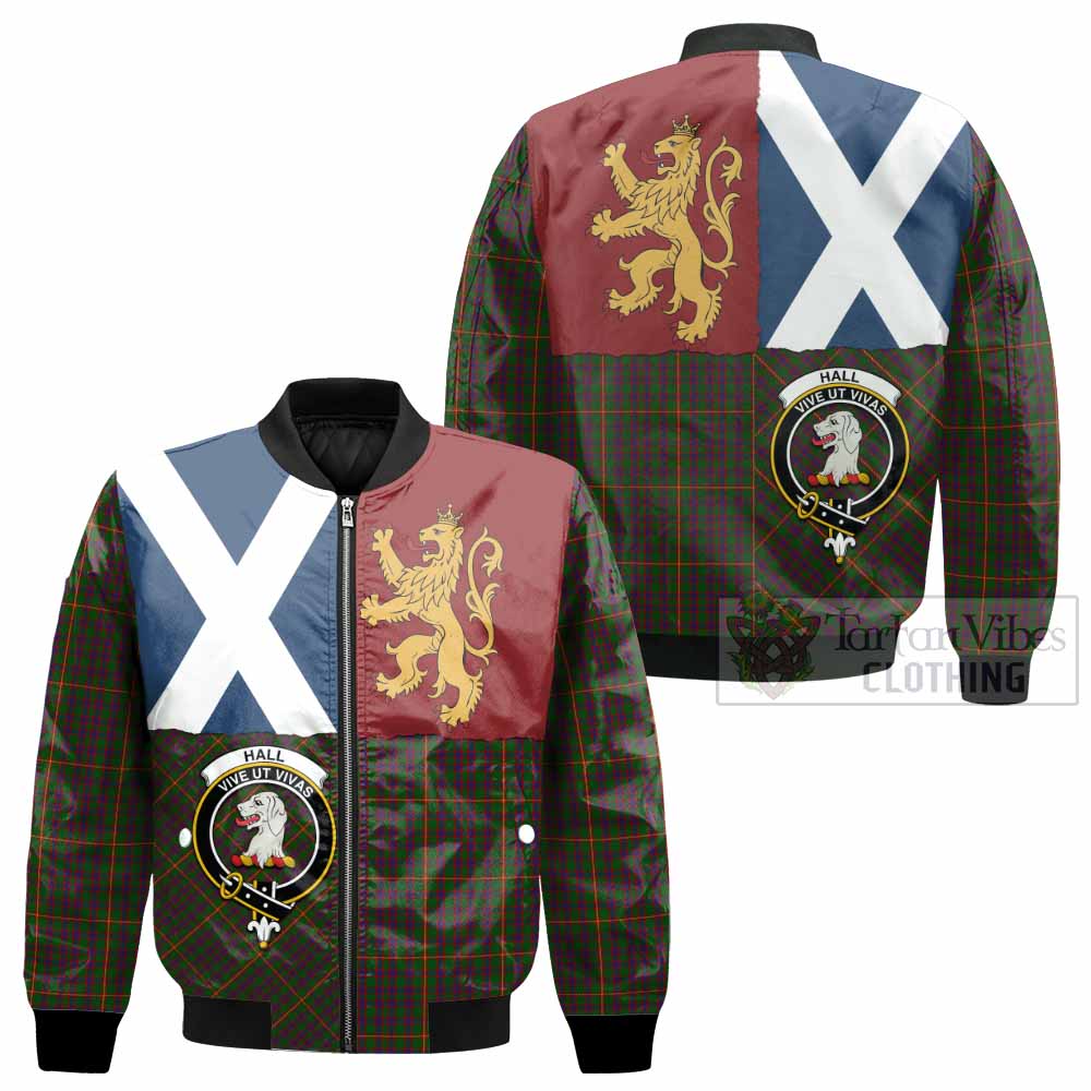 Hall Crest Tartan Bomber Jacket with Lion Rampant Saltire Style