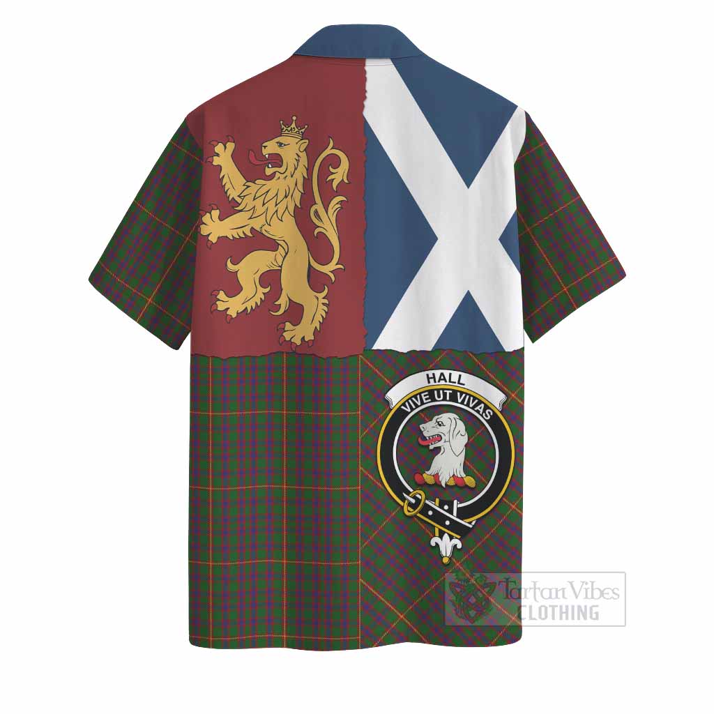 Hall Crest Tartan Hawaiian Shirt with Lion Rampant Saltire Style