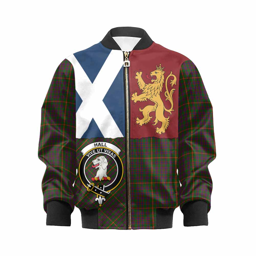 Hall Crest Tartan Kid Bomber Jacket with Lion Rampant Saltire Style - Tartan Vibes Clothing