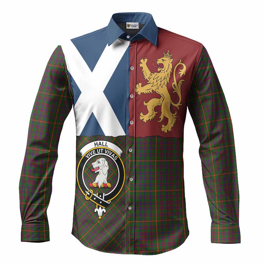 Hall Crest Tartan Long Sleeve Button Shirts with Lion Rampant Saltire Style