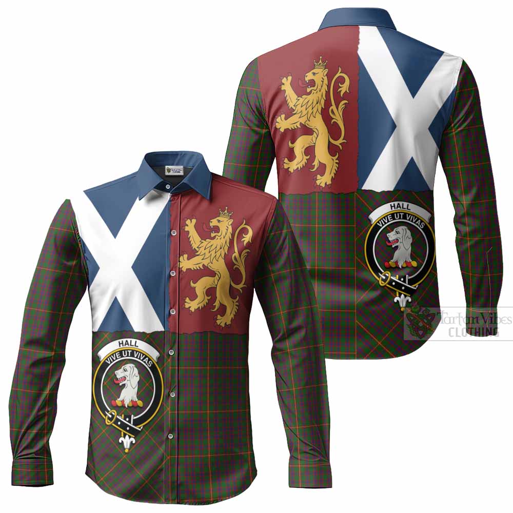 Hall Crest Tartan Long Sleeve Button Shirts with Lion Rampant Saltire Style