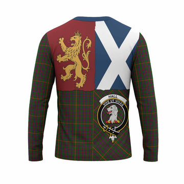 Hall Crest Tartan Long Sleeve T-Shirt with Lion Rampant Saltire Style
