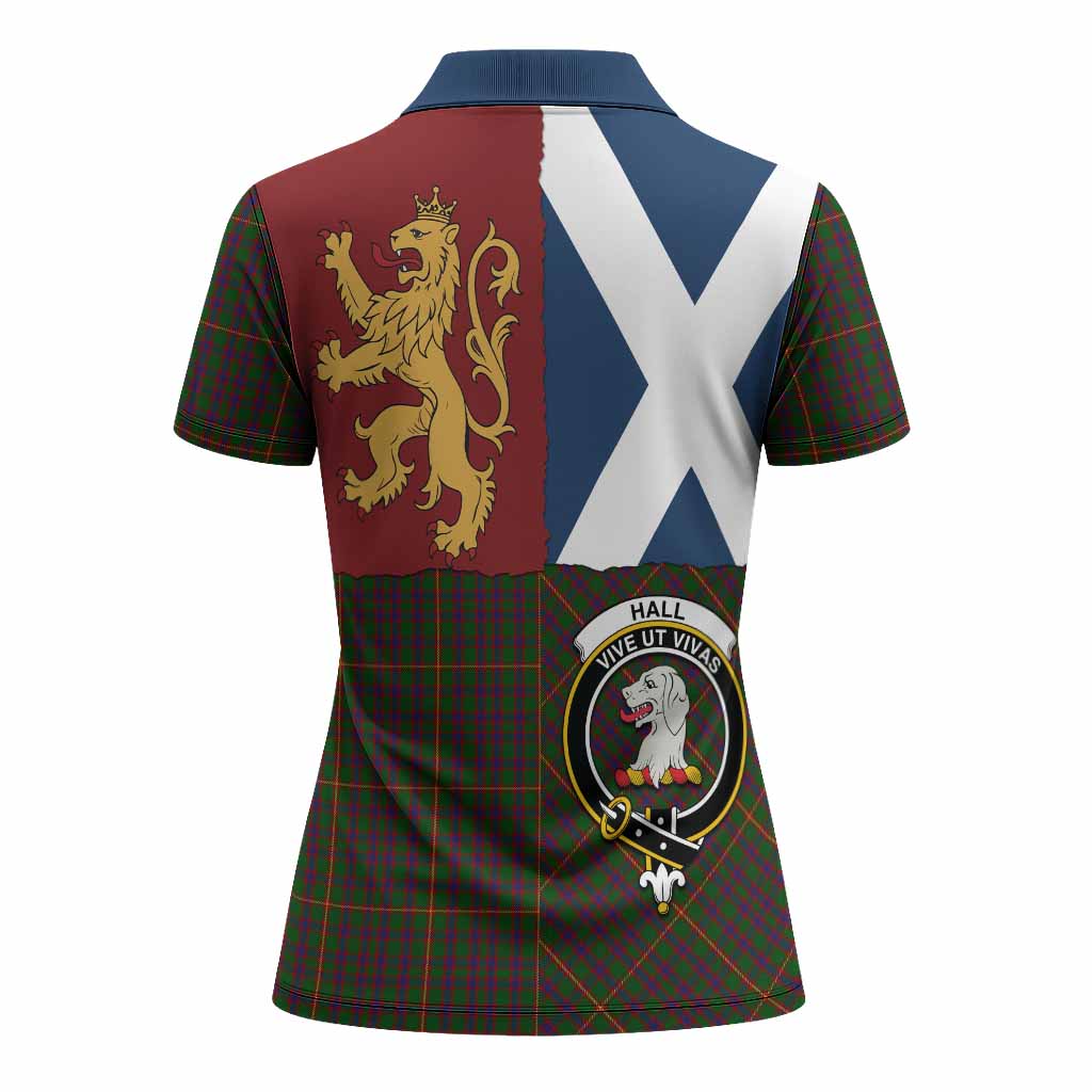 Hall Crest Tartan Women Polo Shirt with Lion Rampant Saltire Style
