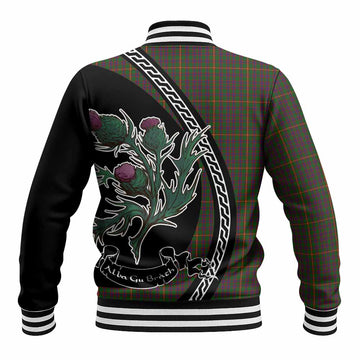 Hall Family Crest Tartan Baseball Jacket Alba Thistle Inspired